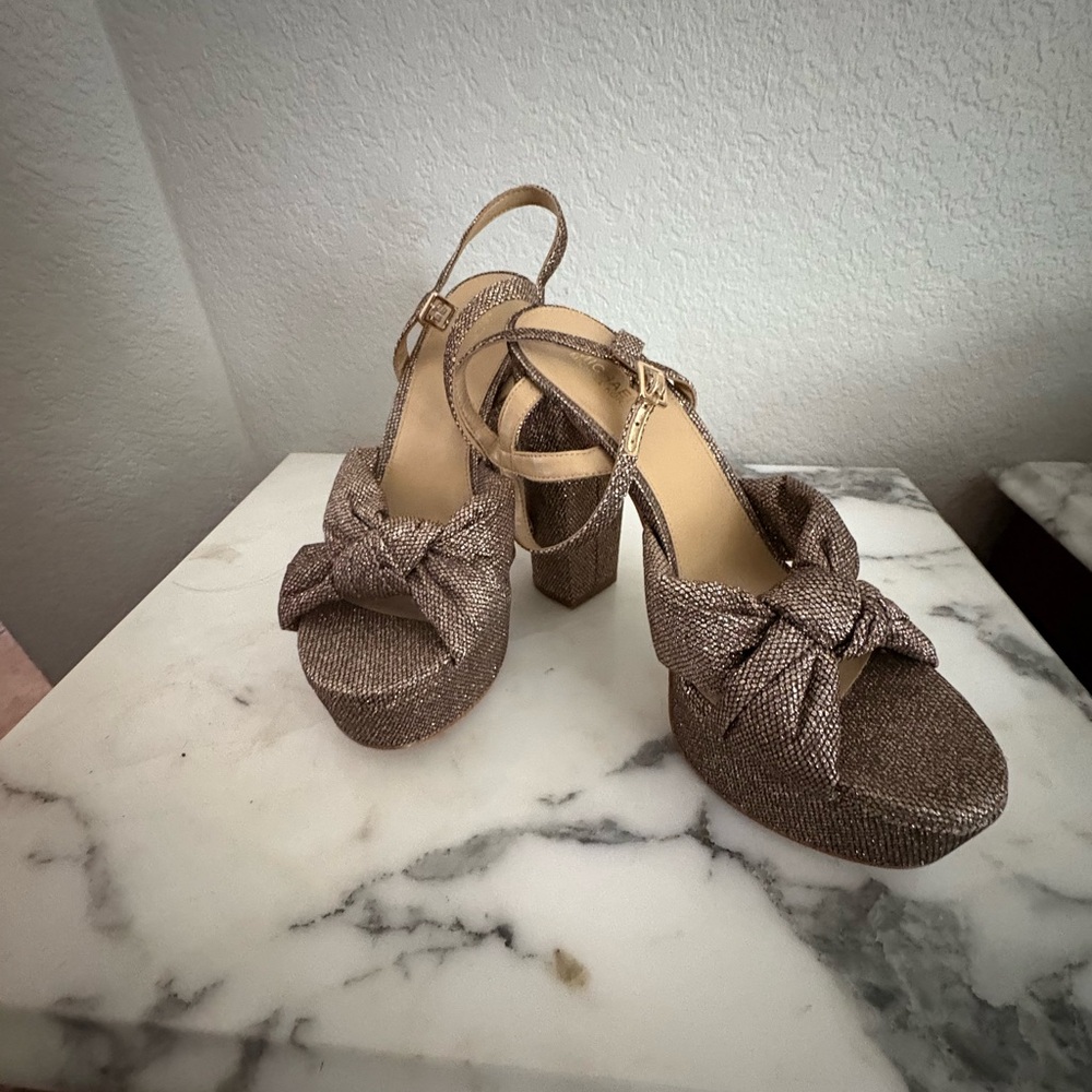 MICHAEL Michael Kors Glittery Brown Platform Sandals